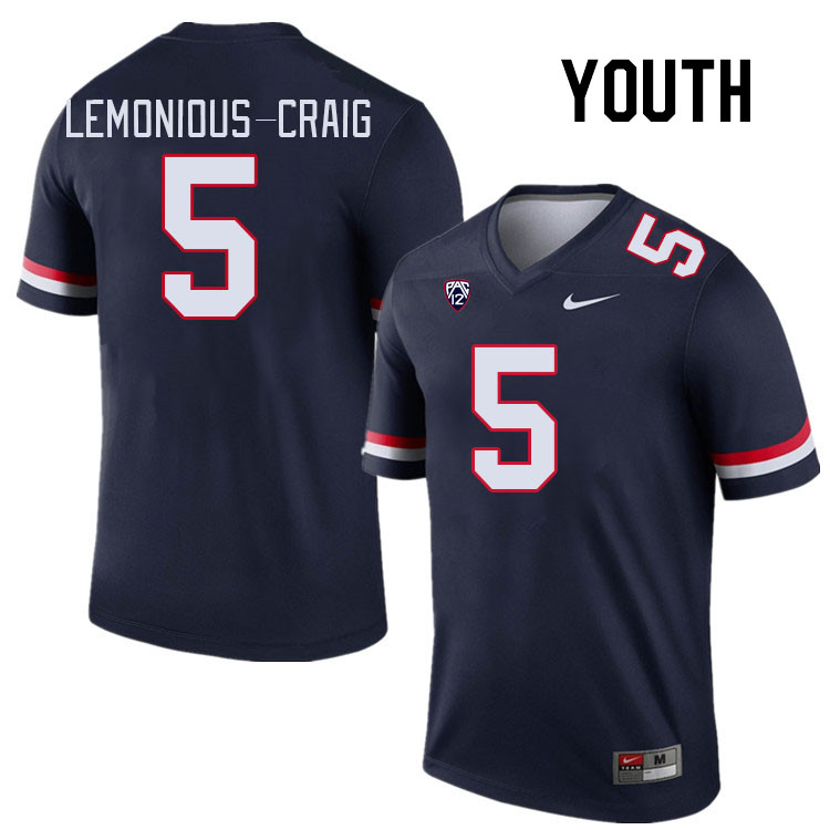 Youth #5 Montana Lemonious-Craig Arizona Wildcats College Football Jerseys Stitched Sale-Navy